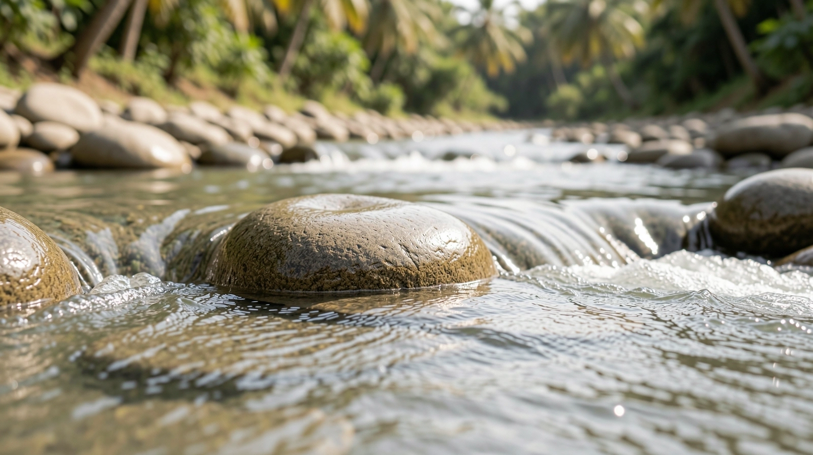 Ketenangan air dan batu alam